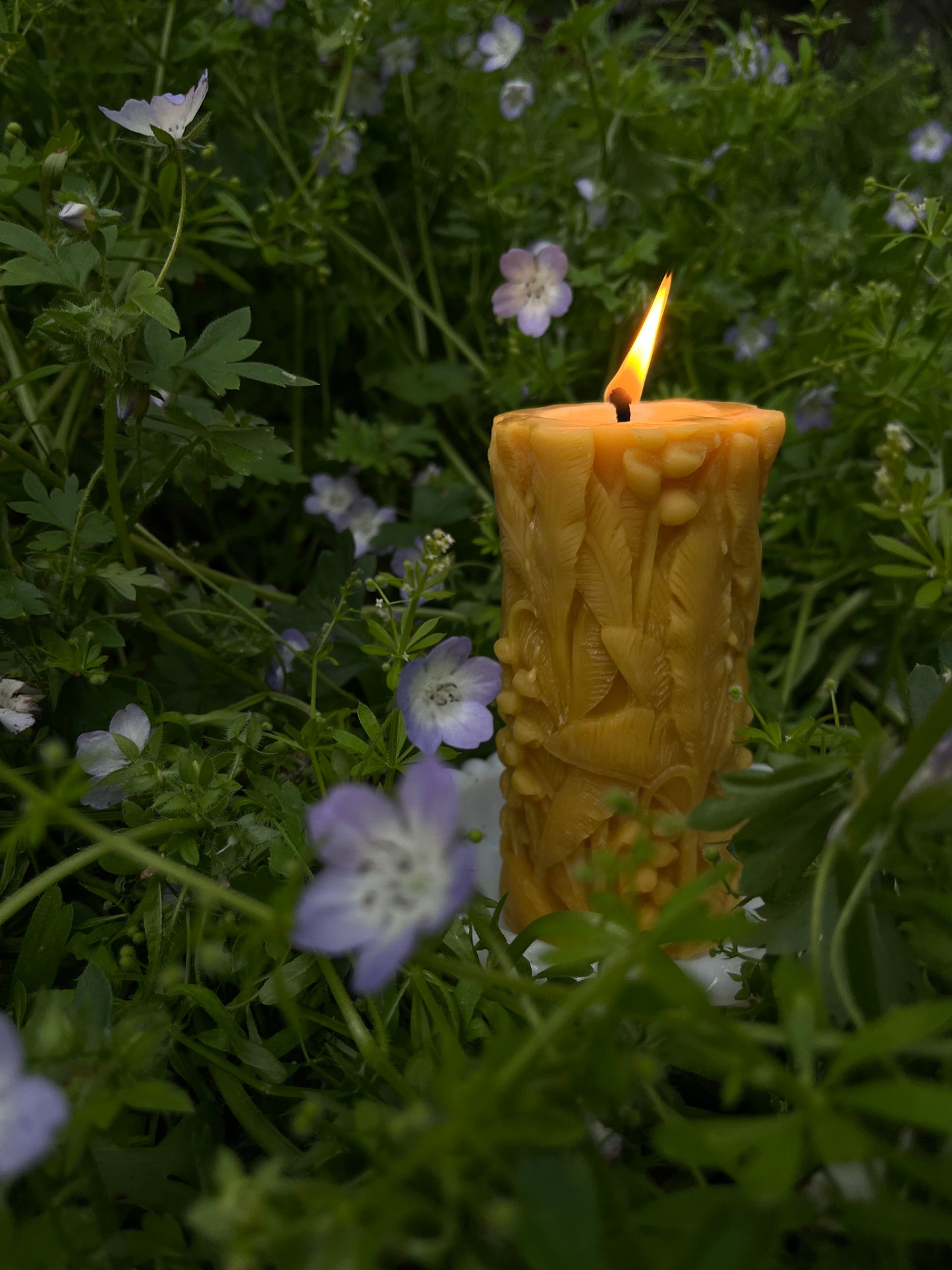 Lily of the Valley- Carved Botanical - 100% Beeswax Candle