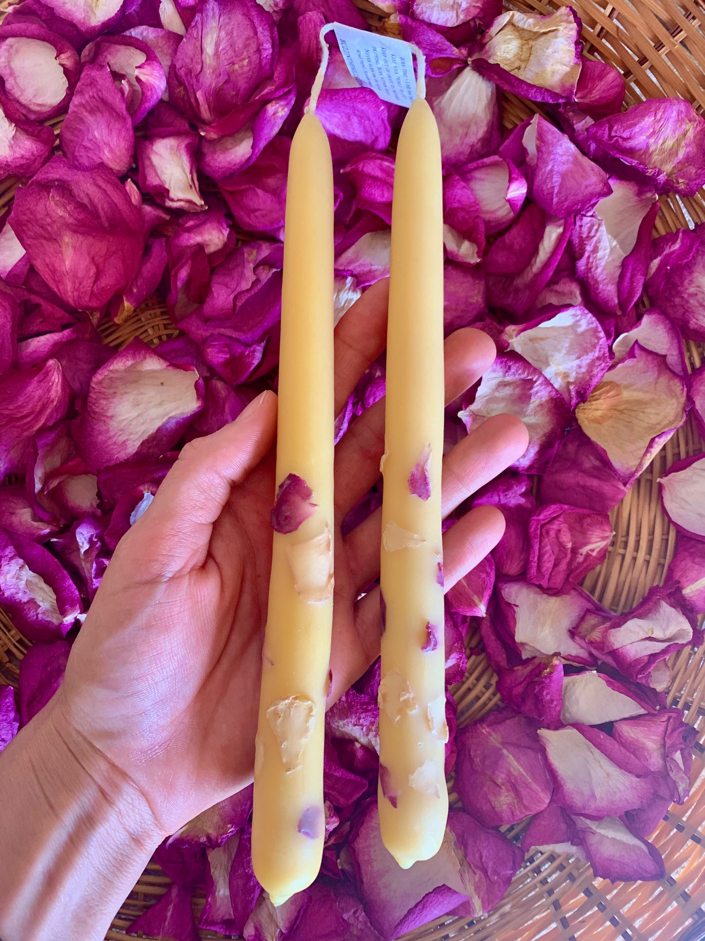 Rose Dressed Taper Candles - Hand Dipped - 100% Beeswax